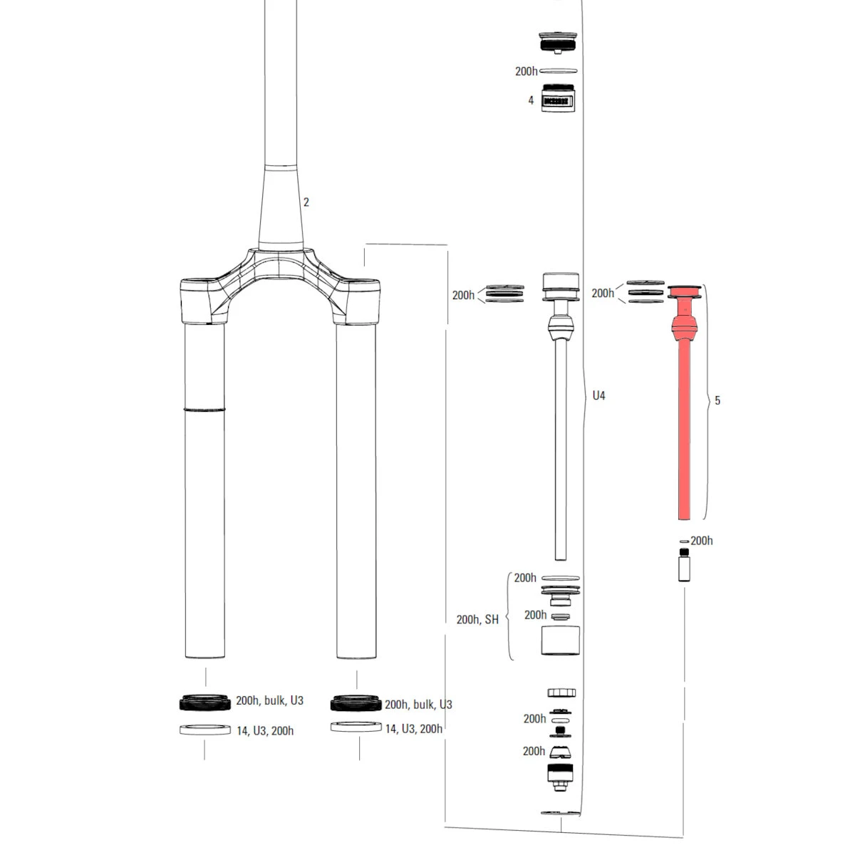 RockShox Debon Air+ Spring Shaft - For 140mm Pike C1+ - 11.4018.111.029 4 RockShox Debon Air+ Spring Shaft - For 140mm Pike C1+ - 11.4018.111.029 - Afbeelding 2
