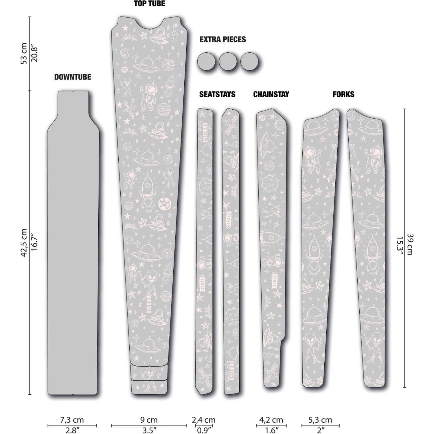 DYEDBRO Gravel Frame Protection Kit SPACE TRIP - White Matte 3 DYEDBRO Gravel Frame Protection Kit SPACE TRIP - White Matte